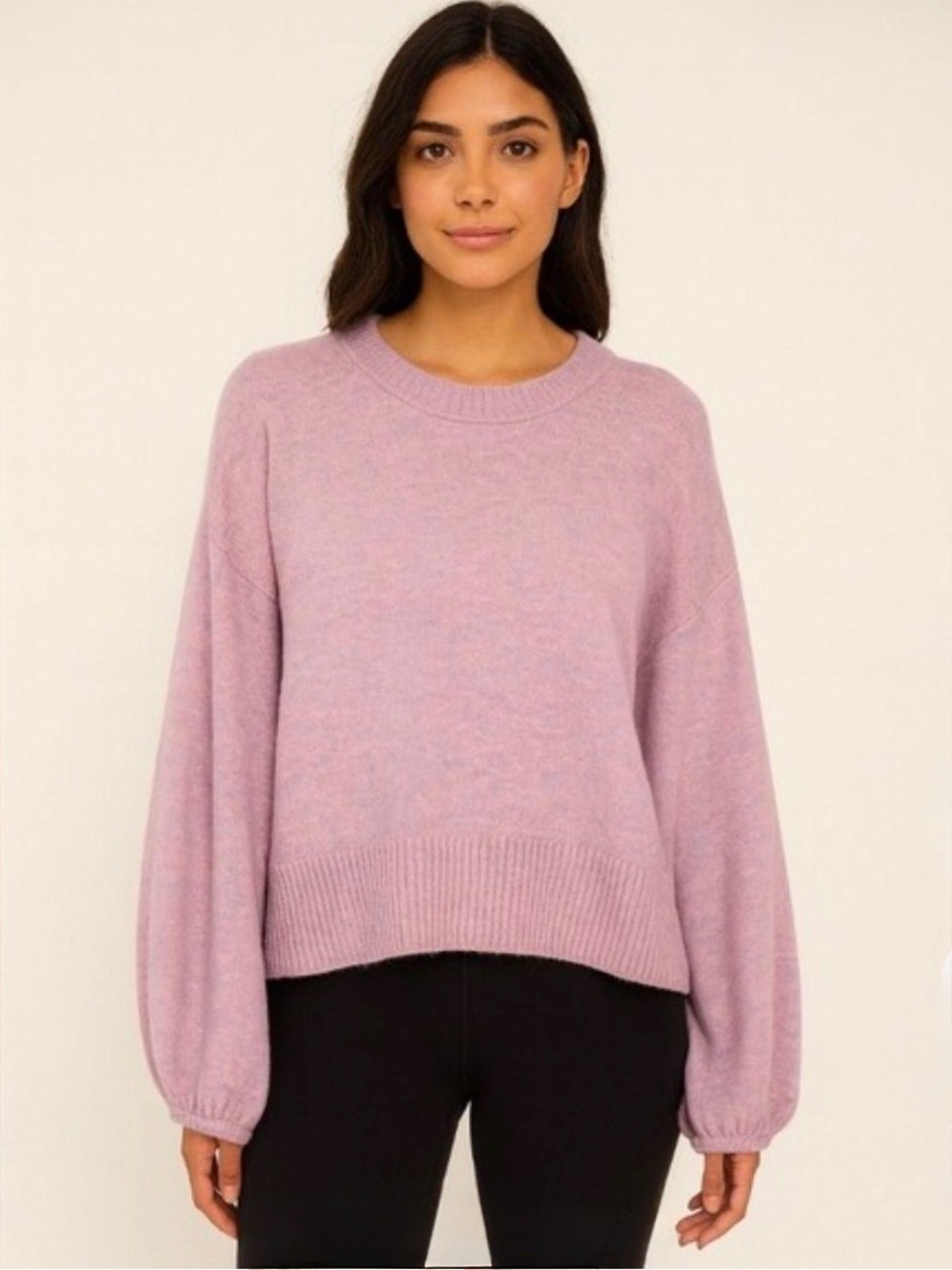 Madewell Payton Pullover Wool Sweater in Coziest Yarn Lilac Heathered Size Small